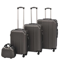 vidaXL Комплект от 4 броя твърди куфари на колелца, антрацитно черно(SKU:91195, снимка 1 - Други стоки за дома - 45021263
