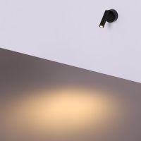 DAWALIGHT LED стенна лампа за четене 3W 3000K Регулируема с превключвател, алуминий, черно, снимка 2 - Лампи за стена - 45342162