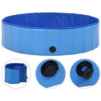 vidaXL Сгъваем басейн за кучета, син, 120x30 см, PVC(SKU:170826, снимка 1 - За кучета - 45035930