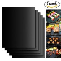 Незалепващи тефлонови подложки за барбекю от фибростъкло 5 броя / Цвят: черен мед/ Материал: тефлон,, снимка 1 - Други - 45520661
