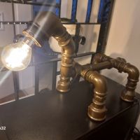 Дизайнерска декоративна лампа от тръбни фитинги с ключе, снимка 1 - Настолни лампи - 45502820