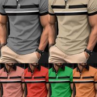 Свободна мъжка блуза с къси ръкави в изчистен стил с цветен блок, 6цвята , снимка 1 - Блузи - 45557638