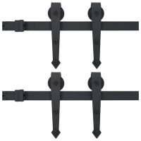 vidaXL Механизми за плъзгаща врата, 2 бр, 200 см, стомана, черни（SKU:3059845, снимка 1 - Други стоки за дома - 44973739
