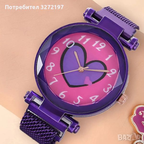 Purple Star Love моден кварцов часовник, снимка 1