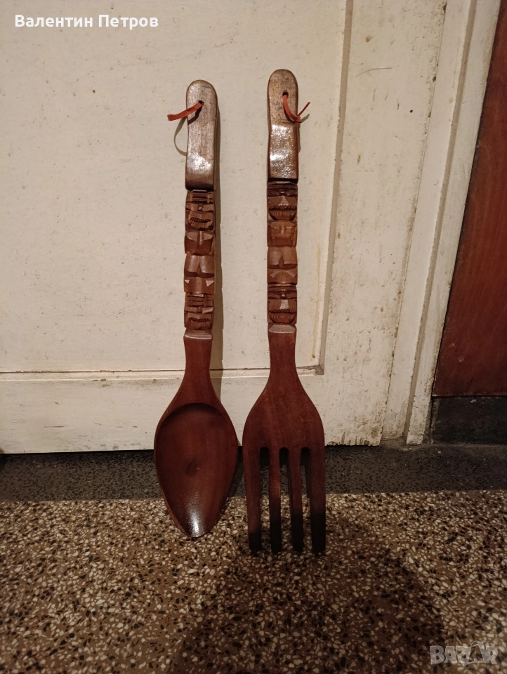 дърворезба вилица и лъжица, снимка 1