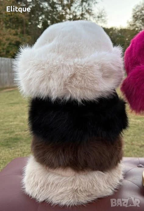 Дамска пухкава зимна шапка от изкуствен косъм , снимка 1