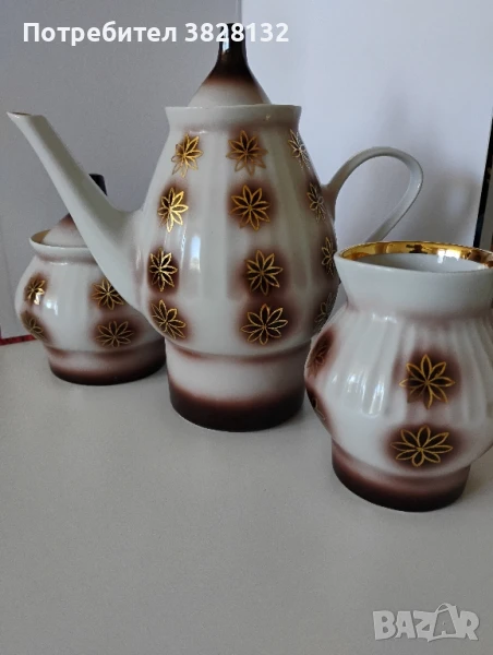 винтидж чайник, захарница и латиера от МФЗ, снимка 1