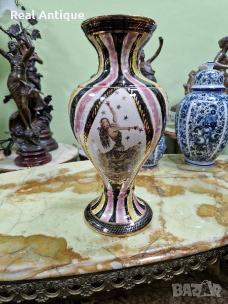 Уникална много красива антикварна колекционерска порцеланова белгийска ваза H.BEQUET , снимка 1