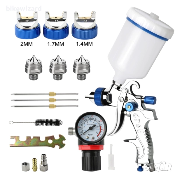 Awsuc HVLP пистолет за боядисване, 3 дюзи 1.4 мм 1.7 мм 2.0 мм НОВ, снимка 1