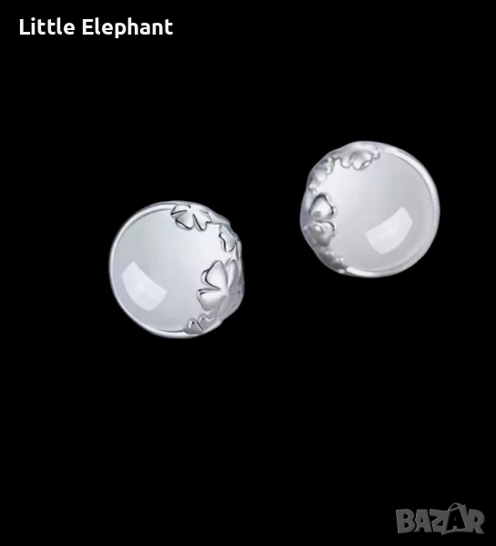 Сребърни обеци топчета дизайнерски модел с детелинки,колекция"Luck",нови, снимка 1