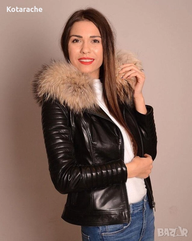 Кожено яке естествена кожа и косъм , снимка 1