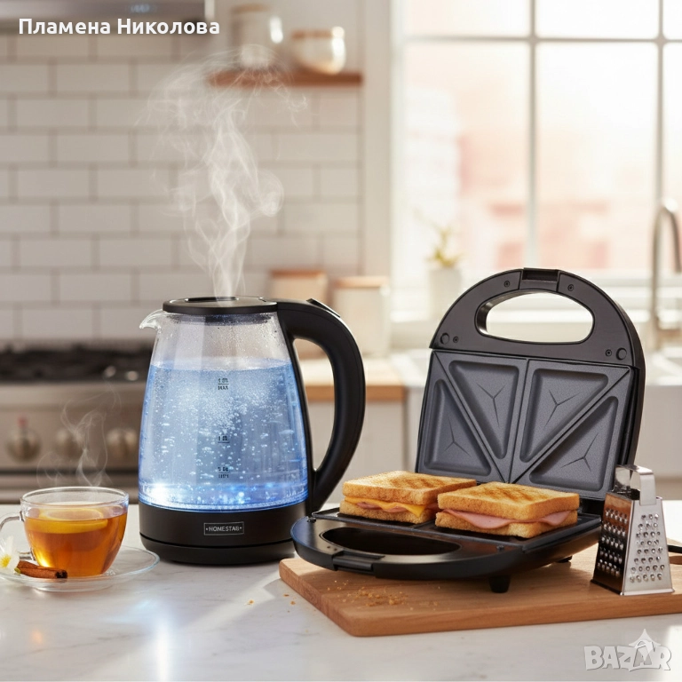 Комплект Тостер Royal Swiss SLS1057C + Електрическа кана Homestar – Ексклузивна промоция за вкусна и, снимка 1