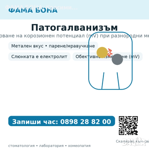 Изследване на корозионния потенциал в устната кухина -Патогалванизъм!, снимка 1
