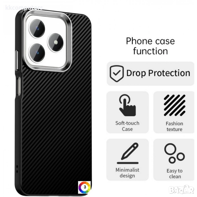 Realme Note 60 Удароустойчив Carbon Fiber Калъф и Протектор, снимка 1