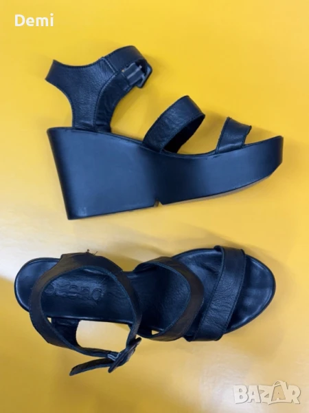 Дамски черни сандали платформи естествена кожа , снимка 1