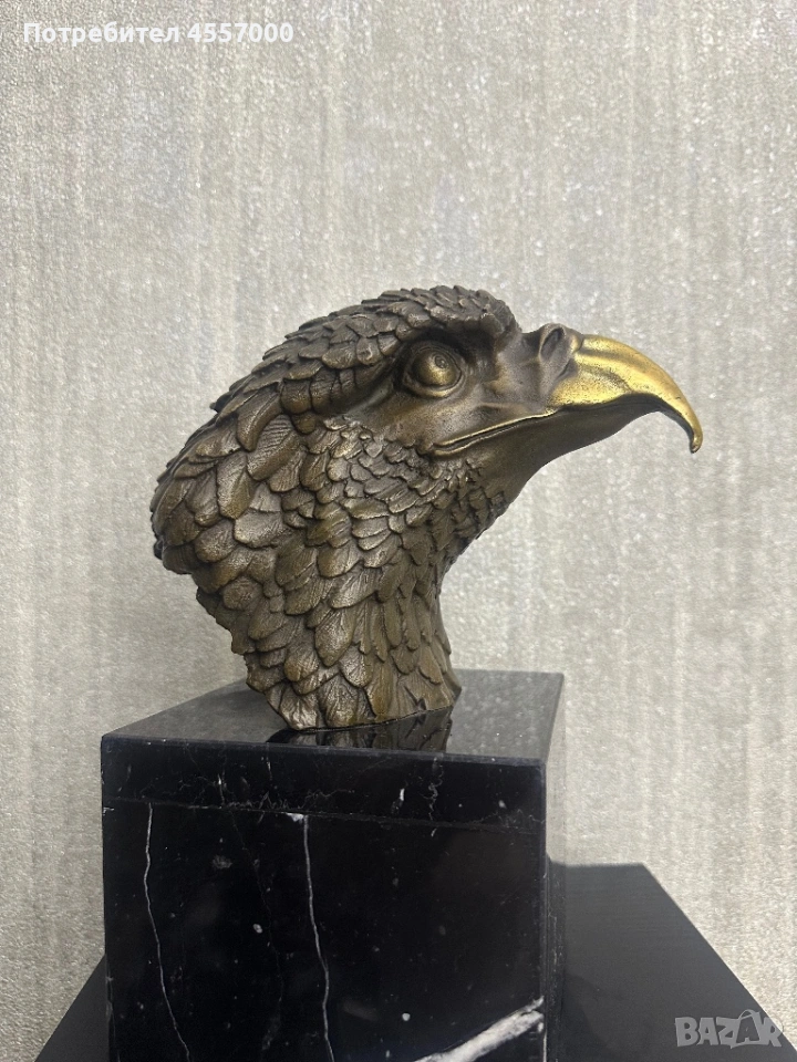 Луксозна бронзова скулптура на Орел върху черен мрамор – 27 см, снимка 1