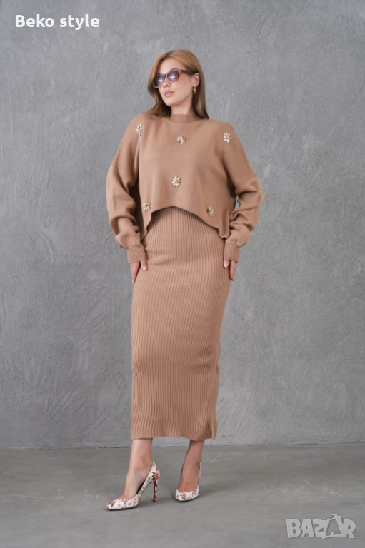 Дамски комплект 2 части Рокля+Пуловер , снимка 1