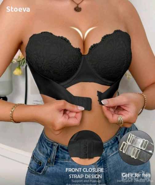 Черен сутиен без презрамки 90В, снимка 1