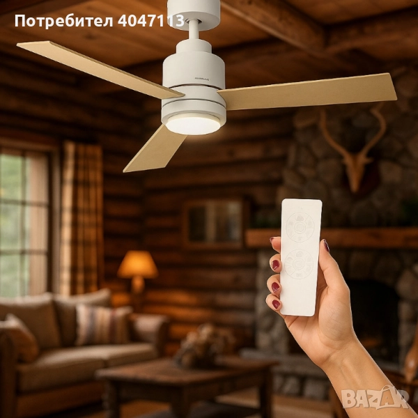 Таванен вентилатор с DC мотор, 45W и LED осветление, снимка 1