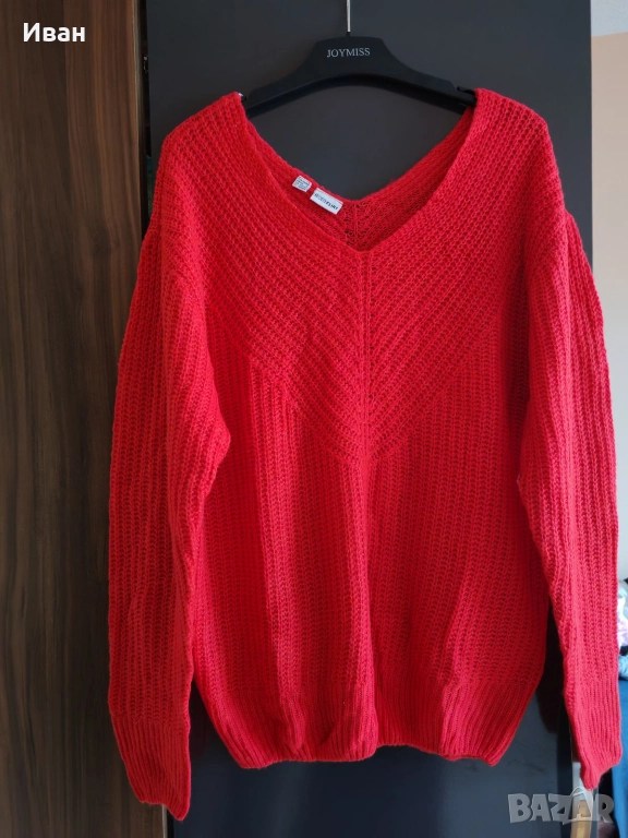 червен дамски плетен пуловер Body Flirt, снимка 1