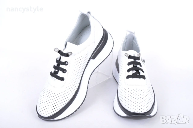 NEW! Бели дамски маратонки ниска платформа, снимка 2 - Маратонки - 53947849