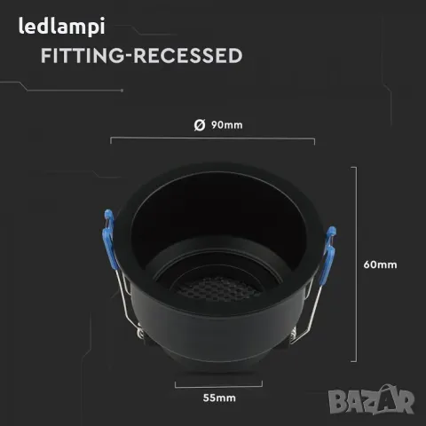 Луна За Вграждане Черна Кръгла, снимка 4 - Лед осветление - 50111903