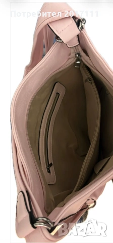 Дамска кожена чанта - светло розов цвят, снимка 2 - Чанти - 53246388