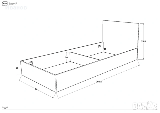 Легло Изи, дъб сонома - с матрак Ultra Detox 90/200 еднолицев, снимка 2 - Спални и легла - 53637316