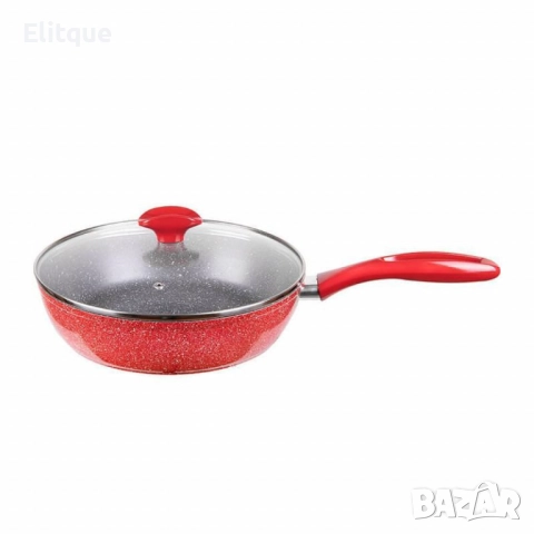 Тиган Voltz, 24см./26см., Дълбок с капак,  Мраморно покритие, Индукция, Червен, снимка 4 - Съдове за готвене - 52806968