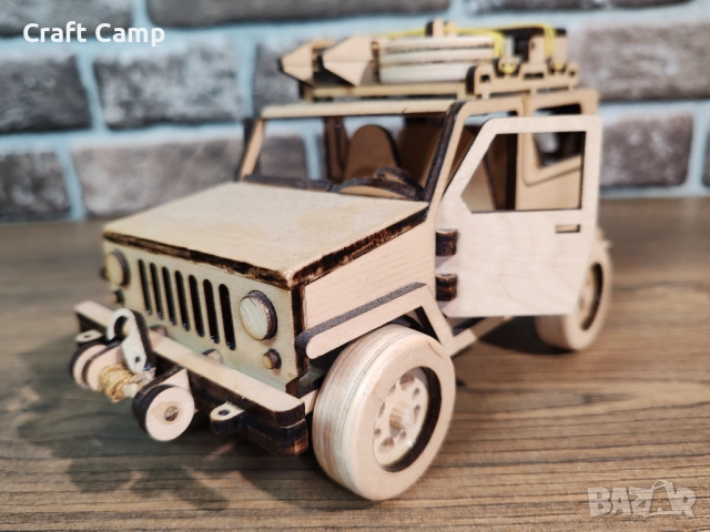 Дървен модел на Джип и Каравана – Craft Camp, снимка 4 - Коли, камиони, мотори, писти - 52738202