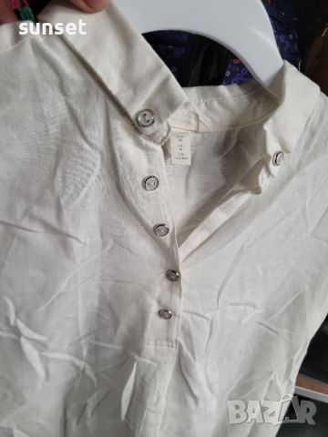 Бяла дамска  ленена риза- 36 размер, снимка 3 - Ризи - 45430633