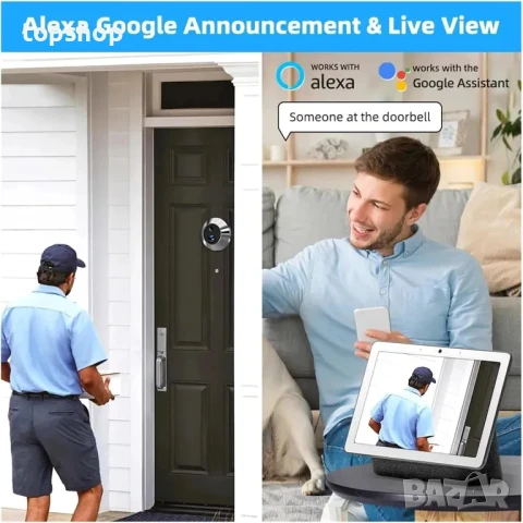 НОВ ВИДЕО ДОМОФОН ThikK ICam365 APP 1080P 2.4G WiFi Шпионка за врата, Безжичен звънец, снимка 6 - IP камери - 50501173
