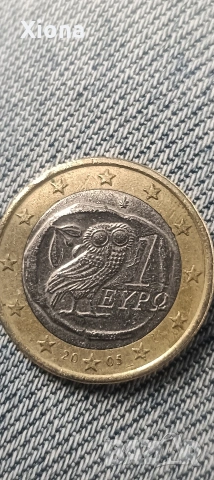 Монета 1 евро Гърция 2005 г
