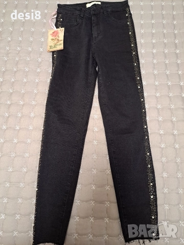 Нови дънки с перли и камъчета, снимка 3 - Дънки - 52699678