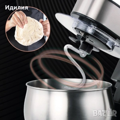 Планетарен миксер с купа от инокс Techwood TRO-1055, 1000W, 5л., 3бъркалки, 6степени + Pulse, Червен, снимка 5 - Миксери - 51709758