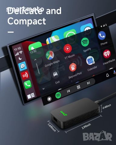 Безжичен адаптер CarlinKit, Съвместим с Apple Carplay/Android Auto 5.0, снимка 4 - Аксесоари и консумативи - 45252151