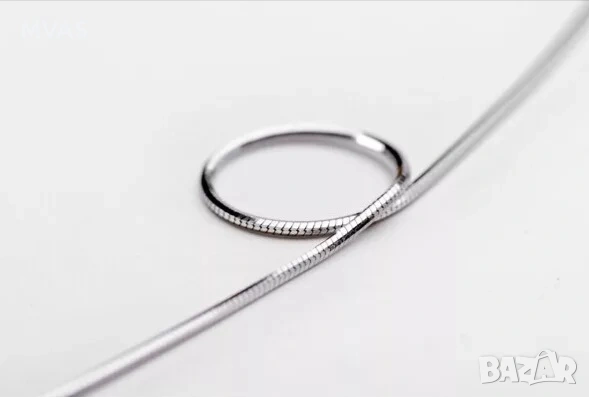 Нова дамска посребрена блестяща верижка змийска плетка Сребърен синджир, снимка 4 - Колиета, медальони, синджири - 53217203