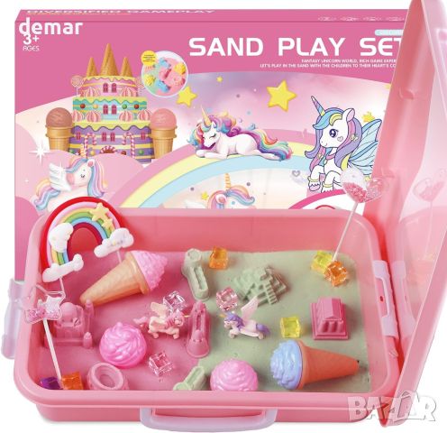 Unicorn Комплект незалепващ магически пясък и аксесоари за деца 3-8 г., снимка 3 - Образователни игри - 45684429