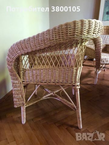 Комплект 4 плетени камъшитени столове тип кресло, снимка 5 - Столове - 46433383