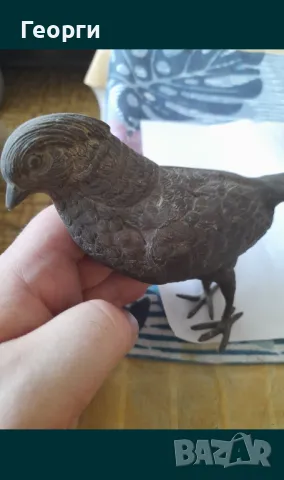 Голяма бронзова птица, снимка 5 - Антикварни и старинни предмети - 50109857