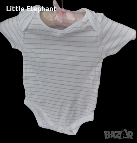 Боди с къс ръкав за 18-24 месеца,малко сиво и голямо бяло райе,Англия/ново