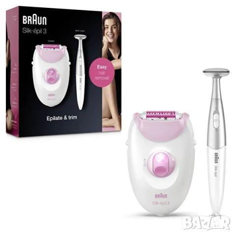 НОВ Braun Silk-épil 3 SE3-321 епилатор с масажни ролки и SmartLight + бикини тример