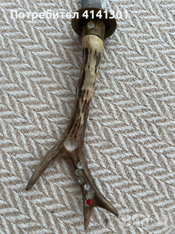 Стар, ловджийски нож с рогчета от сръндак, снимка 2 - Ножове - 50752634