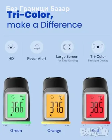 Нов Безконтактен инфрачервен термометър за чело - точен и бърз резултат, снимка 3 - Други - 48787825