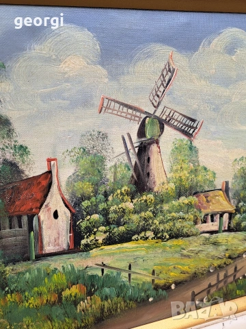картина маслени бои върху платно вятърна мелница , снимка 4 - Картини - 54006516
