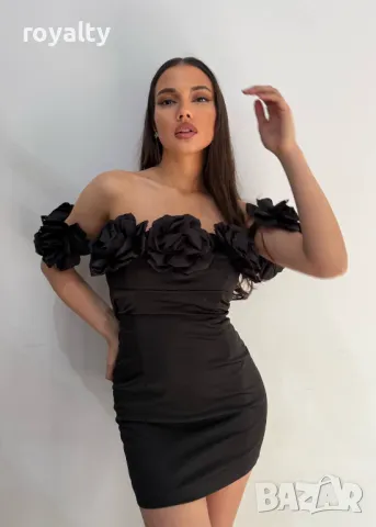 Черна стилна дамска рокля , снимка 2 - Рокли - 50272991