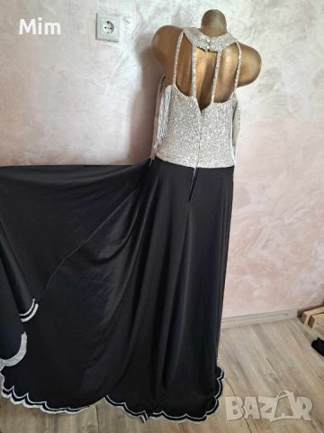 2/3XL/48 Официална Черна дълга рокля за едра дама , снимка 5 - Рокли - 45251088