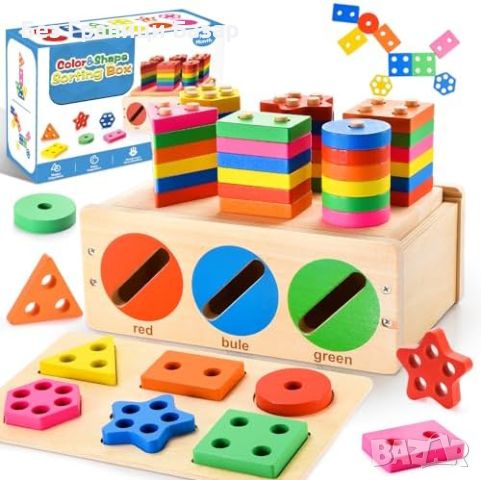 Нова Дървена Montessori Играчка за Деца 1-3 г., Развива Умения подарък дете, снимка 1