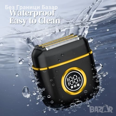 Нова Джобна електрическа самобръсначка USB-C LED IPX7 за пътуване мъже бръснене, снимка 5 - Електрически самобръсначки - 54155342