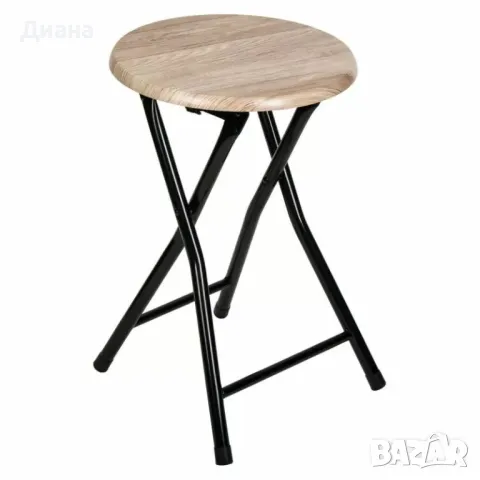 Сгъваема табуретка с метална рамка, дървен материал и защита за отваряне – размери 30х47 см, снимка 1